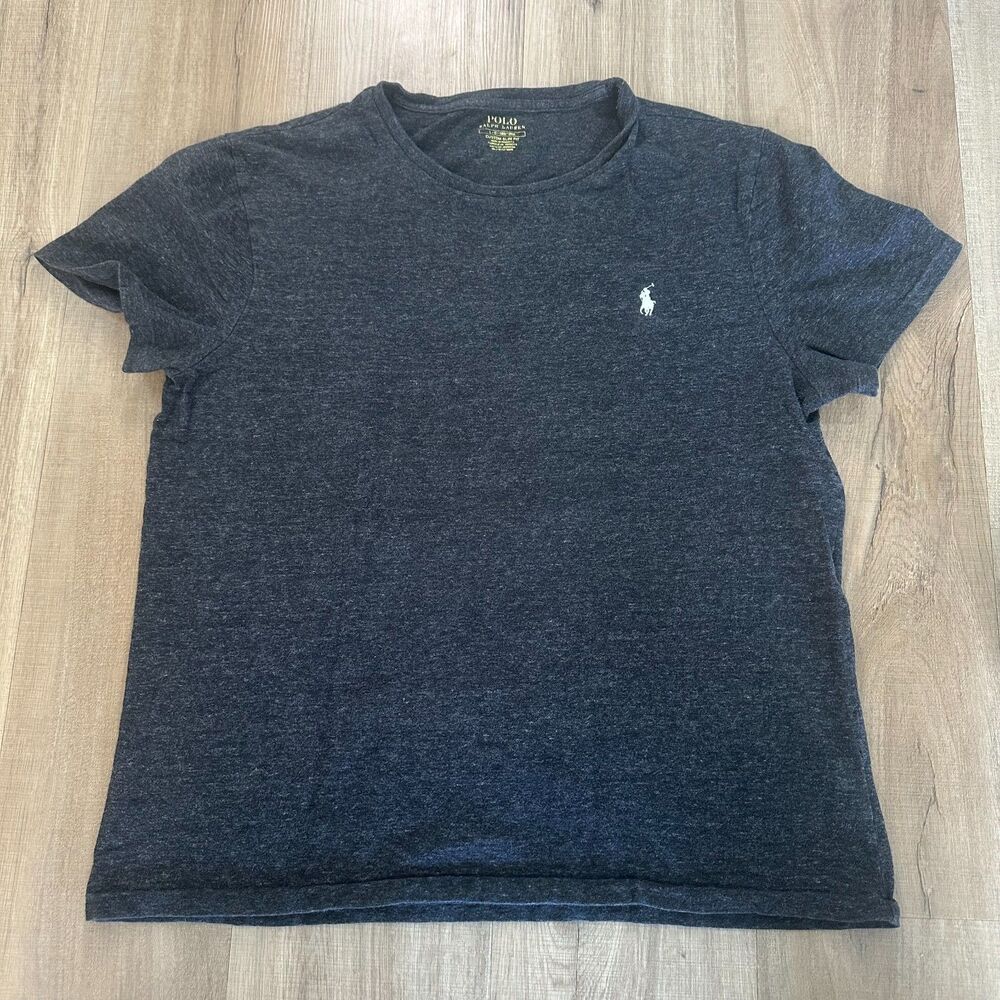 Polo Men’s Custom Slim Fit T-shirt Dark Gray Large L 100% Cotton Casual
